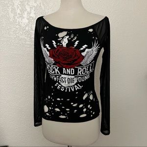 F21 Rock and Roll Top Long Sleeve Size Small